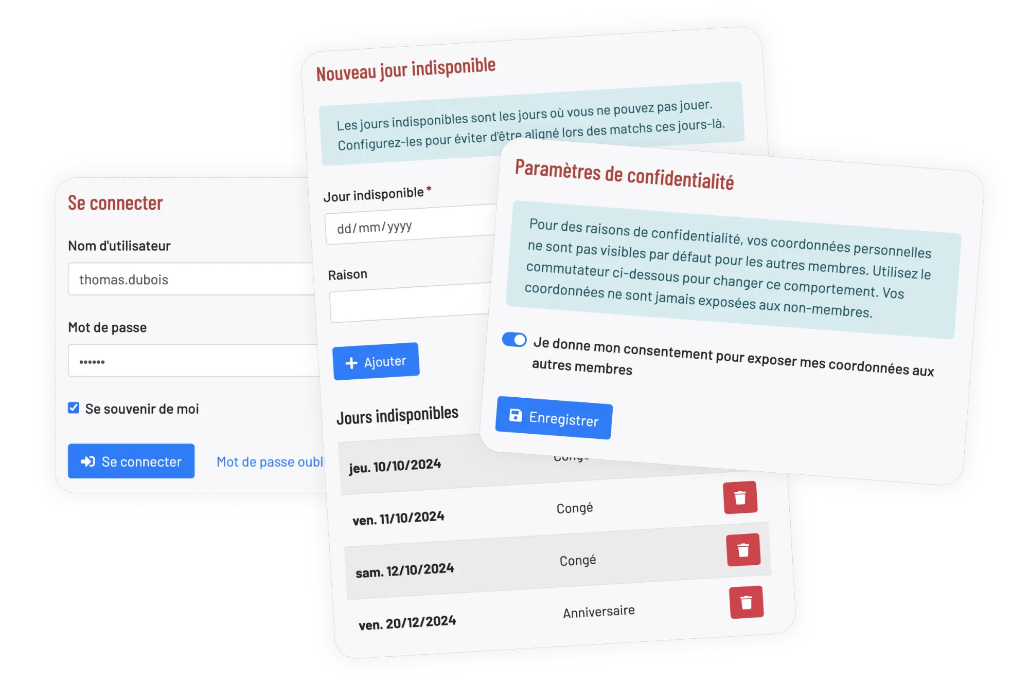 Login pour les membres
