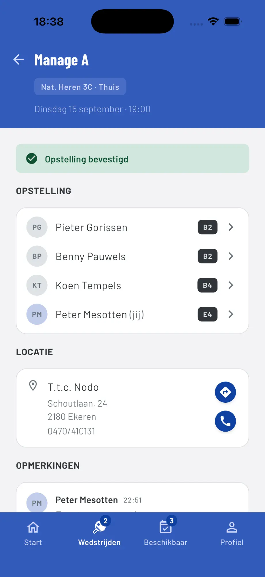 Jouw wedstrijden